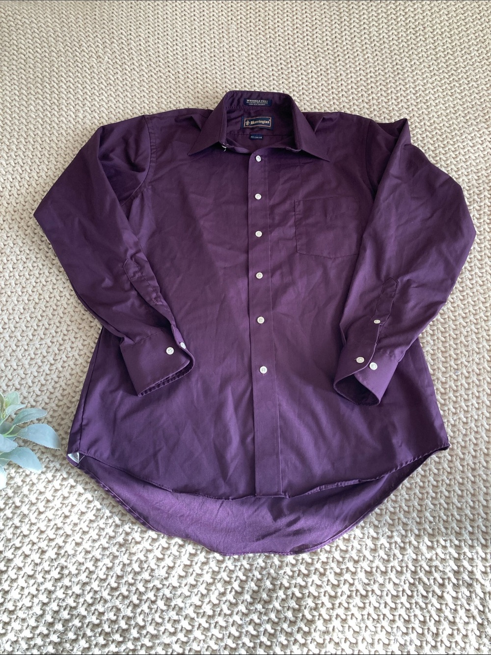 Stafford Men's Plum Spread-Collar Dress Shirt